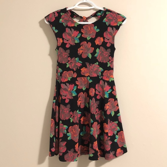 Talula black and floral rose print skater dress - Picture 2 of 9